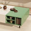 Ensemble de meuble télé et table basse 2 pièces, console média blanche et verte avec rangement