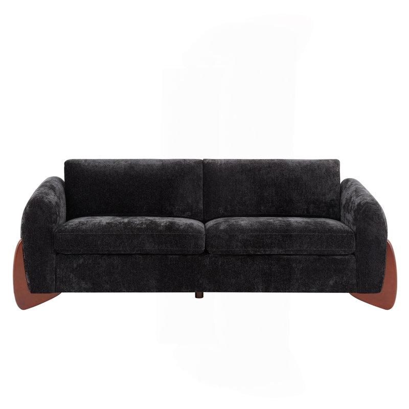 Canapé avec revêtement en tissu texturé, Noir