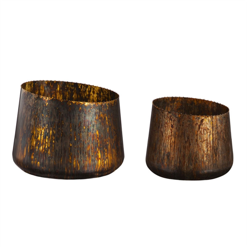 Ensemble de pots de fleurs en métal 2 pièces