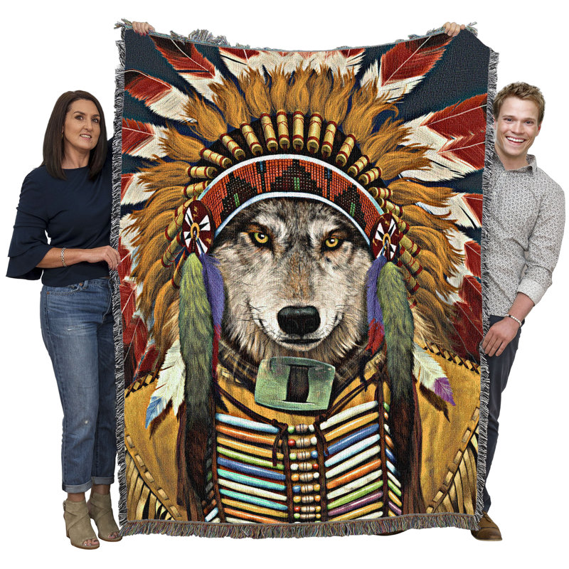 Couverture Pure Spirit Weavers Wolf Spirit par Vincent HIE - jeté en coton fantaisie cadeau fabriqué à partir des États-Unis (72 x 54)