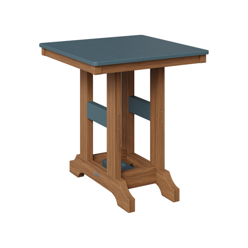 Garden Classic Outdoor Square Bar Table, Antique Mahogany, Slate