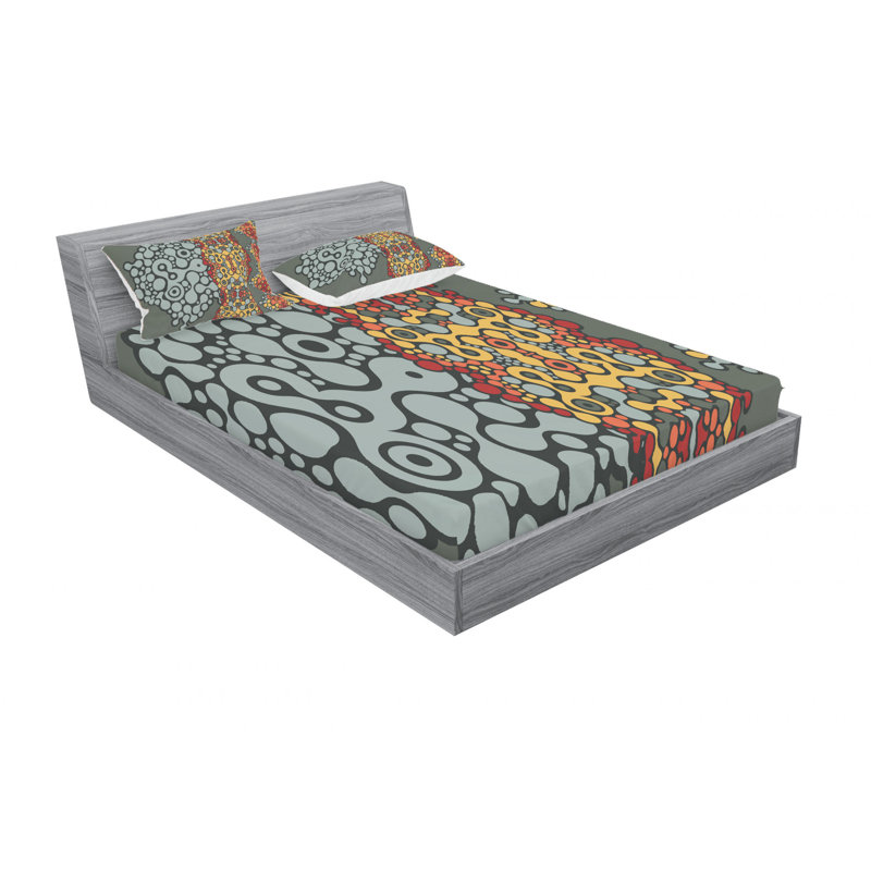 Microfiber Geometric Sheet Set, Queen Sheet Set with Fitted Sheet