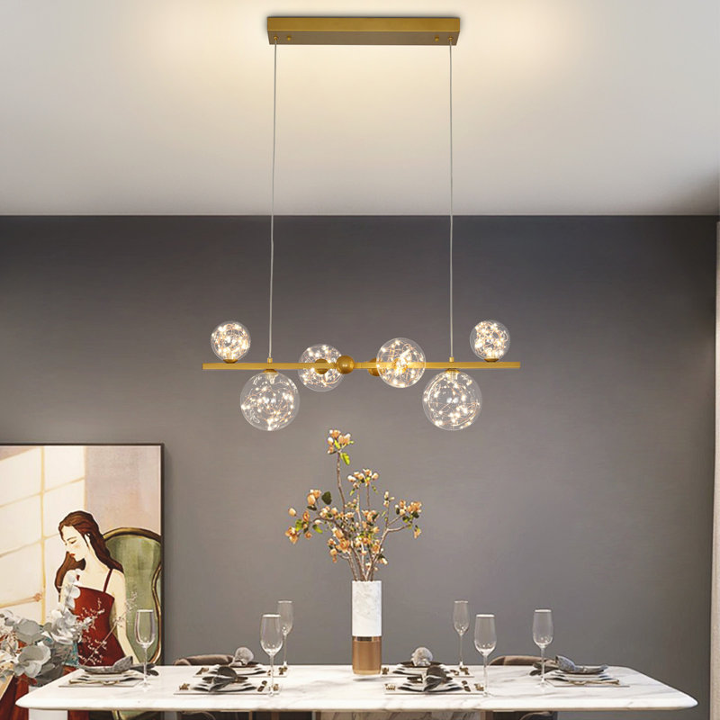 43.3" Sphere & Stem 8-Light Chandelier, 47.2" H x 23.6" W x 11.41" D, 6