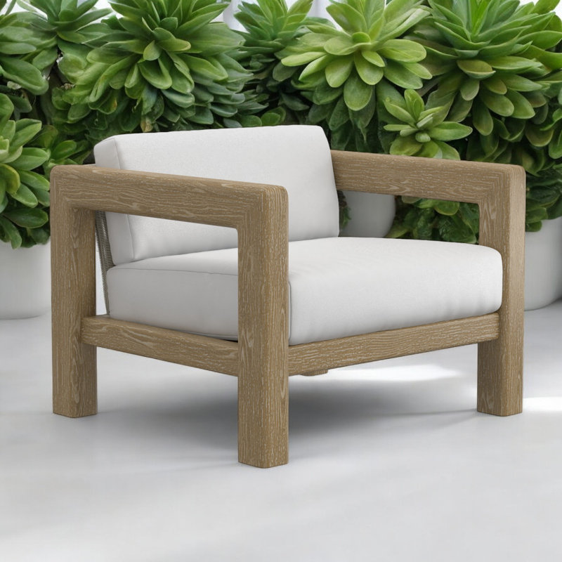 Chaise de patio en teck Sedona avec coussins Sunbrella