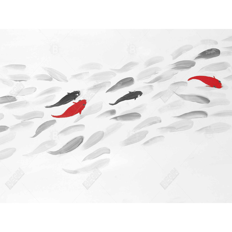 Swimming Fish Wave - Aquatic Animals Bathroom Canvas Decor
