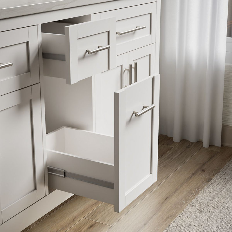 61" Single Bathroom Vanity Set, White, White