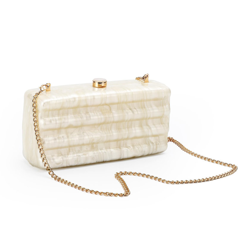 Sac de soirée carré en acrylique pour femme, sac formel avec chaîne perle