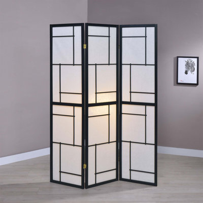 Paravent Shoji pliable à trois panneaux, avec panneaux en papier léger, cadre en bois d'hévéa naturel, diffusion douce de la lumière et fonction de séparation de l'espace.