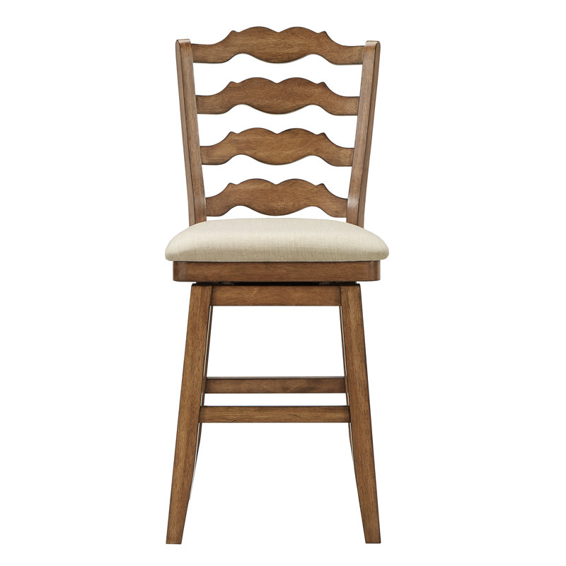 Fortville Swivel Upholstered Counter Stool, Oak, Bar Stool (29” Seat Height)
