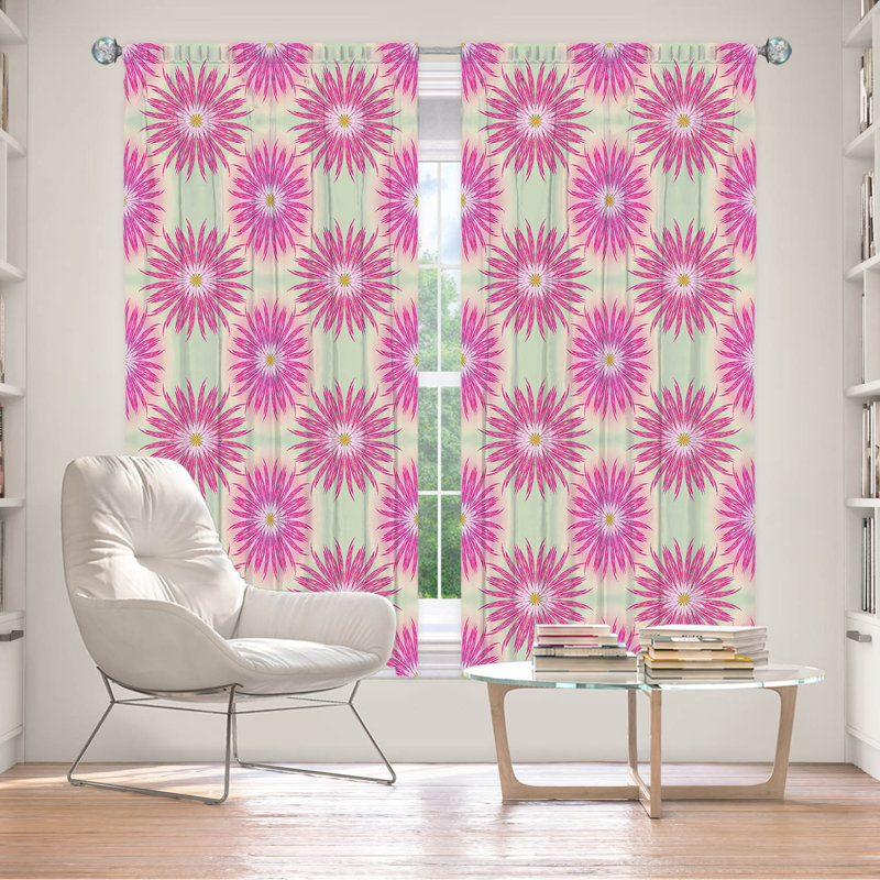 Rideau en polyester Davan, Rose / Vert, L 40 po x L 82 po
