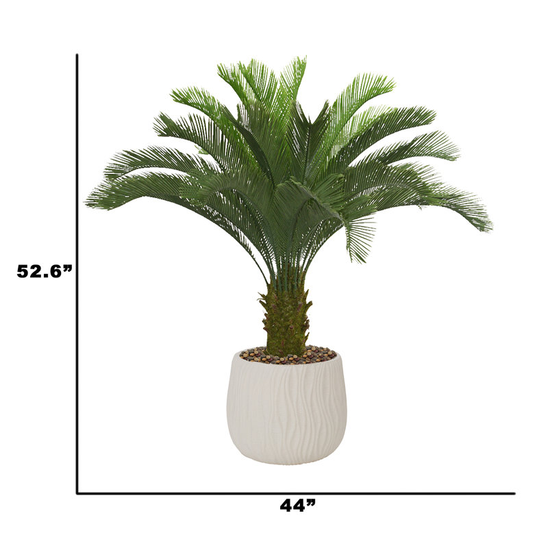 52.6'' Artificial Palm Tree In A Shell Designed Fiberstone Planter