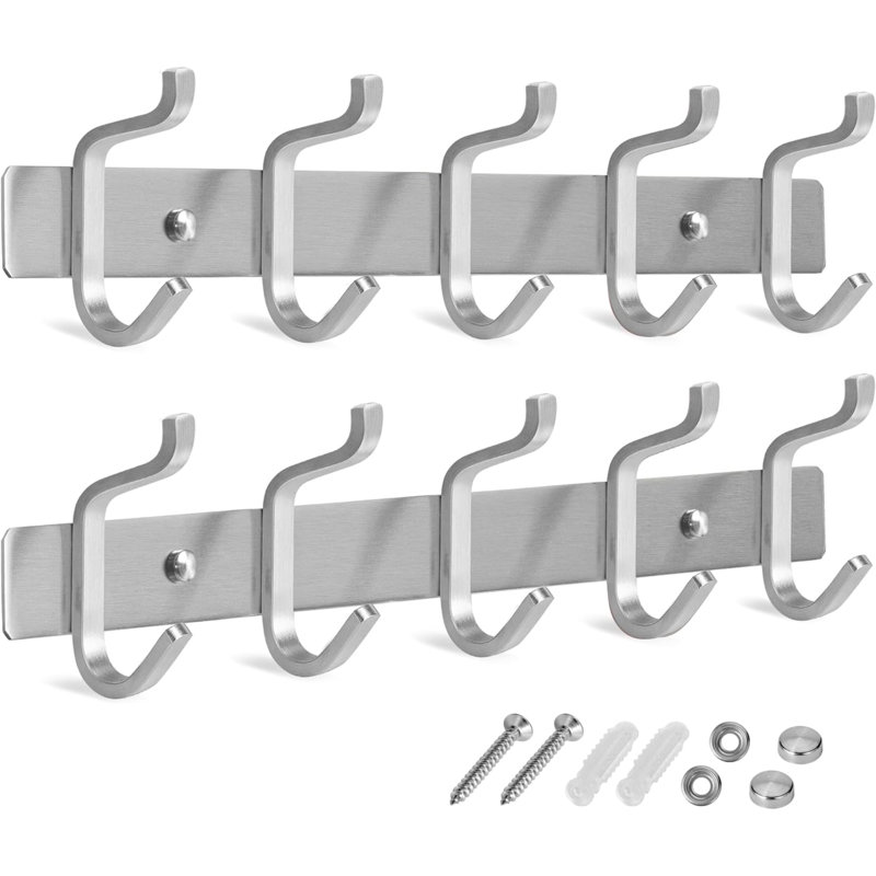 Petrika Stainless Steel Wall 10 - Hook Wall Mounted Coat Rack