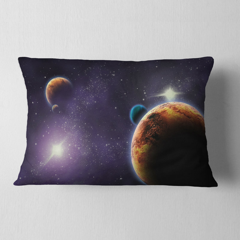 Coussin décoratif Planets in Deep Dark Space - Landscape