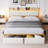 Platform Bed Frame With LED Lights, Charging Station, Storage Headboard, 2 Storage Drawers-582246917