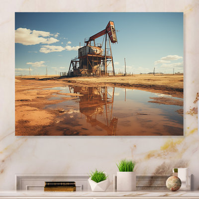 «Oil Drilling Rig Fields Horizon» sur métal