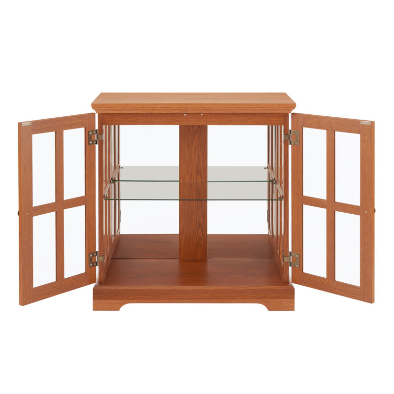 32" Glass Display Cabinet with Smartphone-Controlled LED Lights, Sideboard Buffet Credenza with Glass Doors & Adjustable Shelves, Small Storage Cabinet for Collectibles, Living Room, Apartment