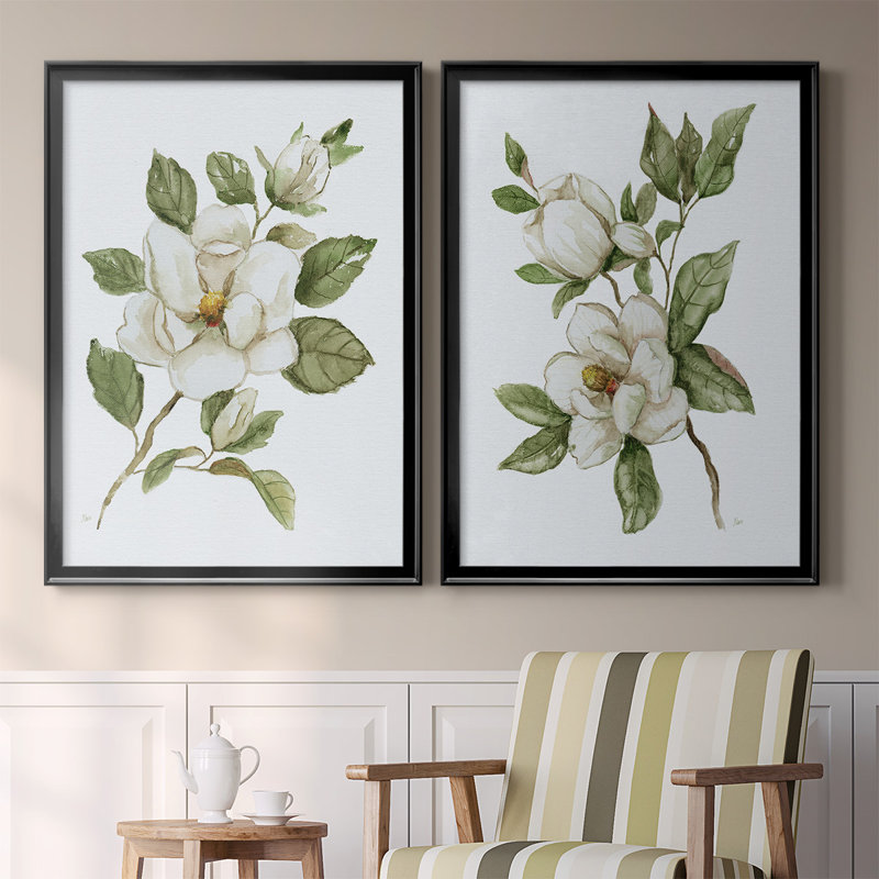 «Magnolia Morning I», toile encadrée de qualité supérieure - prête à être accrochée, Noir, H 30,5 po x l 45 po x P 1,25 po