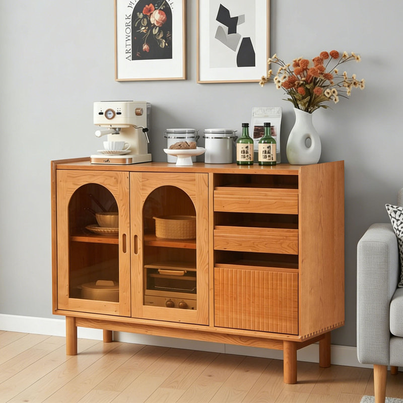 Buffet de rangement multifonctionnel en bois massif, H 35,43 po x l 51,18 po x P 15,74 po