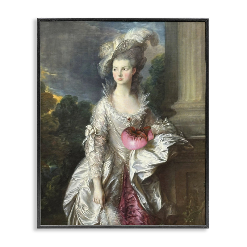 Dame historique avec gant de boxe, giclée encadrée, design par Grotto Studios, H 30 po x l 24 po, Giclée encadrée noir minuit