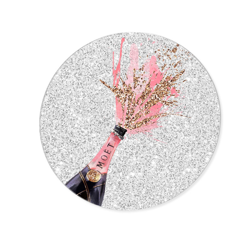 Sparkly Champagne Round Print, 30" H x 30" W