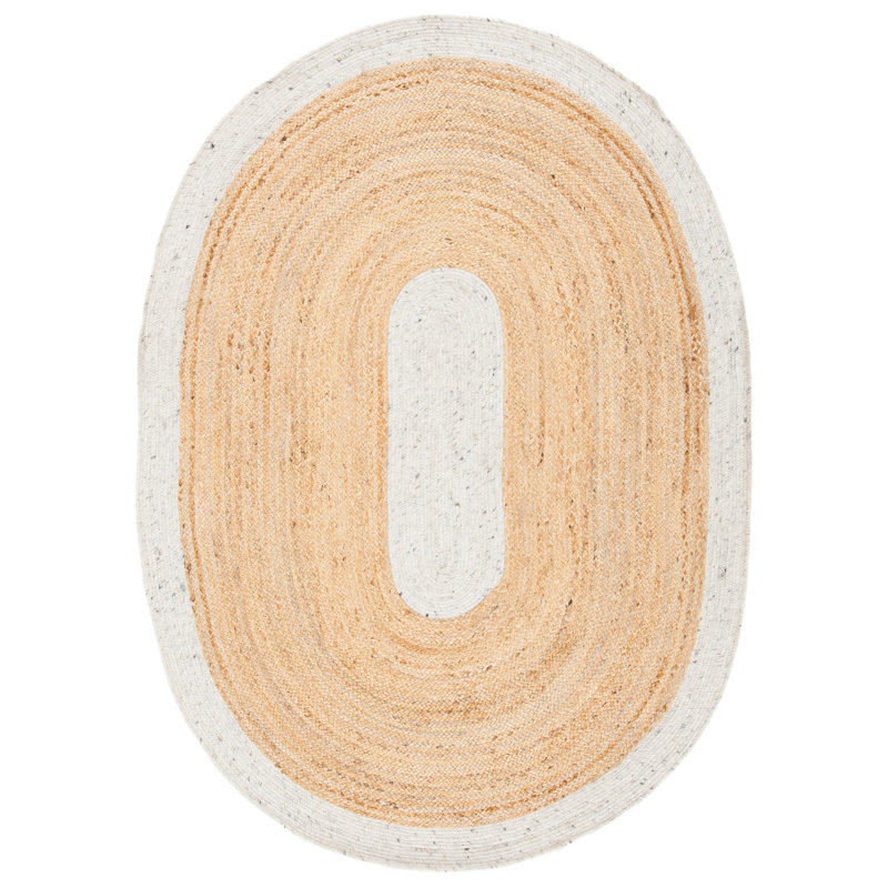 Marion Hand Woven Jute/Wool/Cotton Rug in Natural, Oval 4' x 6'