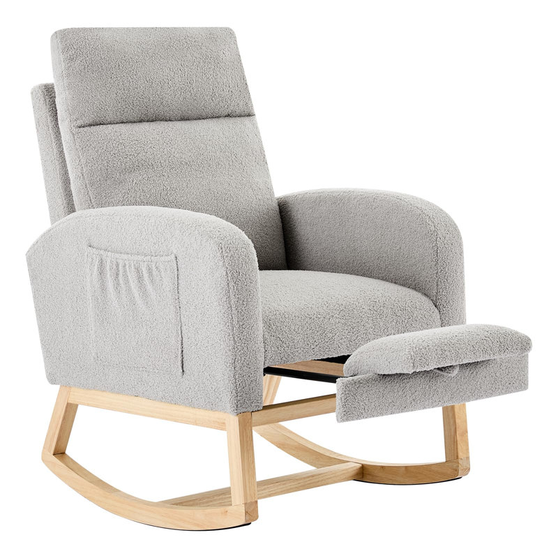 Ensemble de 2 chaises berçantes en tissu souple – Repose-pieds réglables, dossier haut, pieds en bois massif, deux poches latérales – Confortables pour restaurant, salon ou salle à manger, qualité professionnelle.