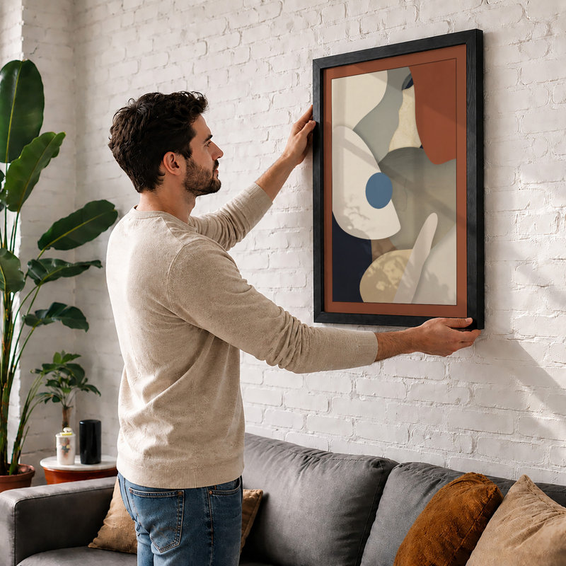 Balanced Forms Geometric - Framed Print, A1 - 84.1 x 59.4 cm, White