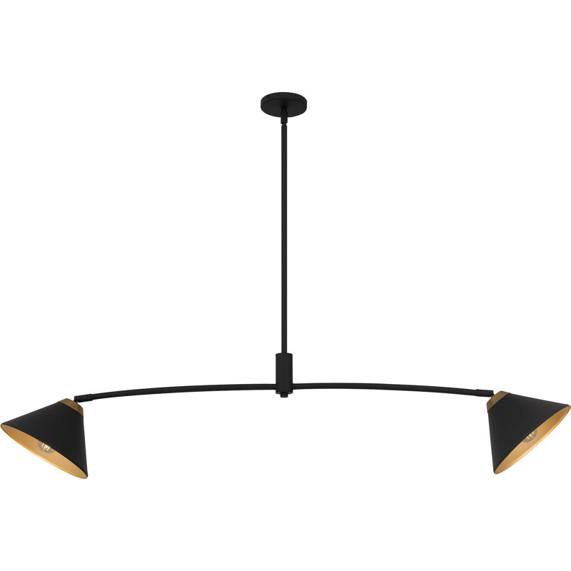 Lustre linéaire noir mat 2 lumières Alscott