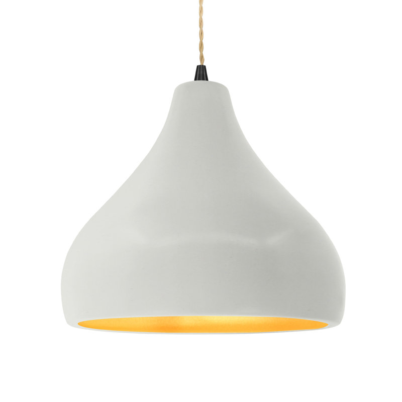Luminaire suspendu à 1 lumière Meydan, Blanc mat / or champagne, Noir mat, H 9,5 po x l 13,5 po x P 13,5 po