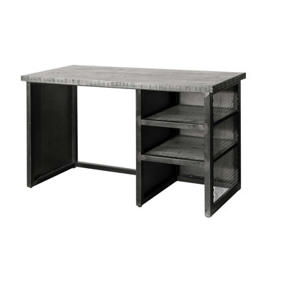 Heavy Industry Solid Wood Top Metal Base Writing Desk