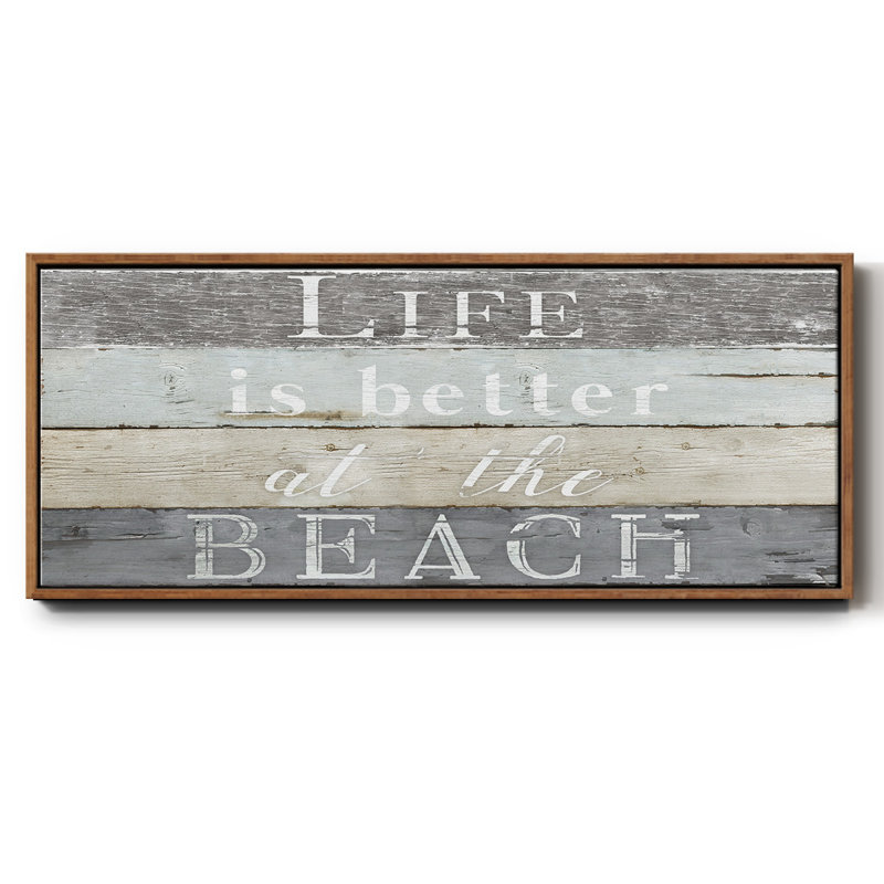 Life Better Beach- Framed Canvas, 20" H x 50" W