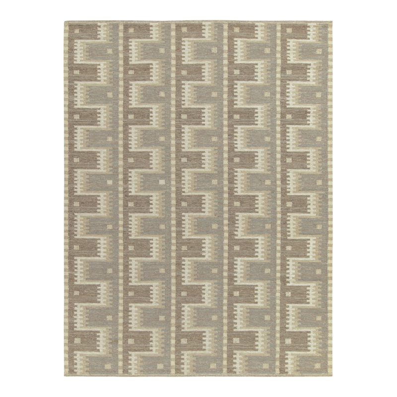 Sacndinavian Wool Geometric Area Rug, Rectangle 10' x 14'