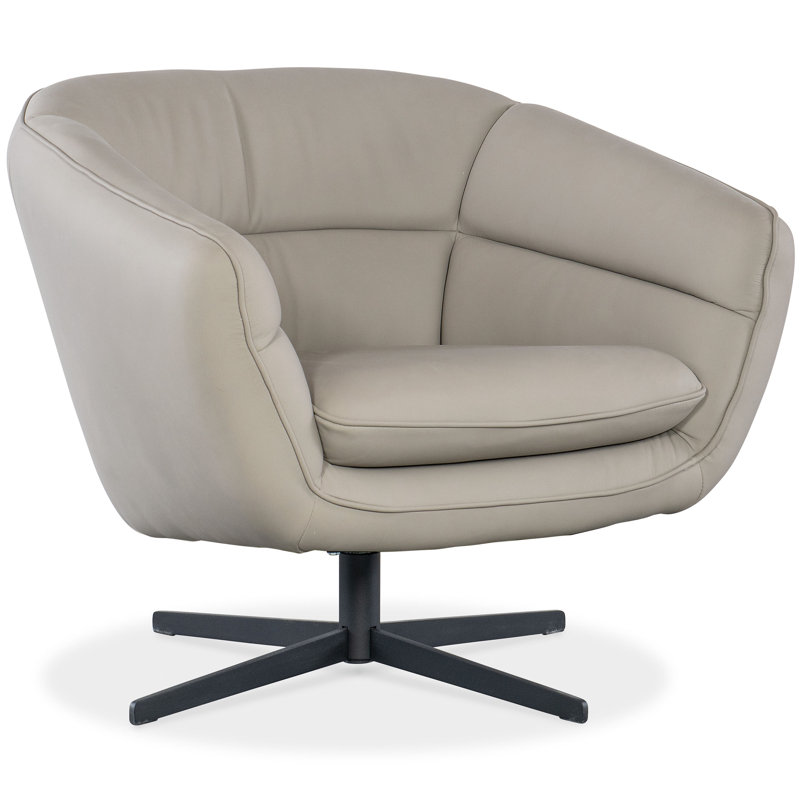 CC Swivel Armchair, Beige Genuine Leather