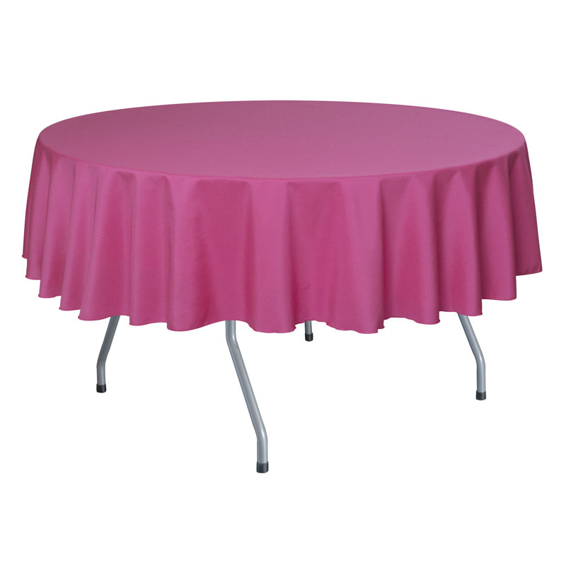 Ultimate Textile - Round Polyester Linen Tablecloth, 84" x 84", 1, Hot Pink