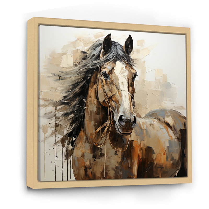 Cheval, liberté symbolique - impression sur toile, H 30 po x l 30 po x P 1 po, Cadre flottant érable