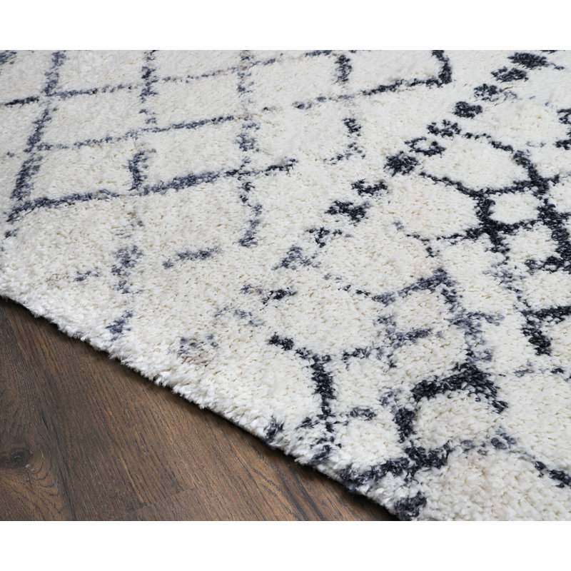 Tapis géométrique ivoire / gris, Rectangle 5 pi 2 po x 7 pi 5 po
