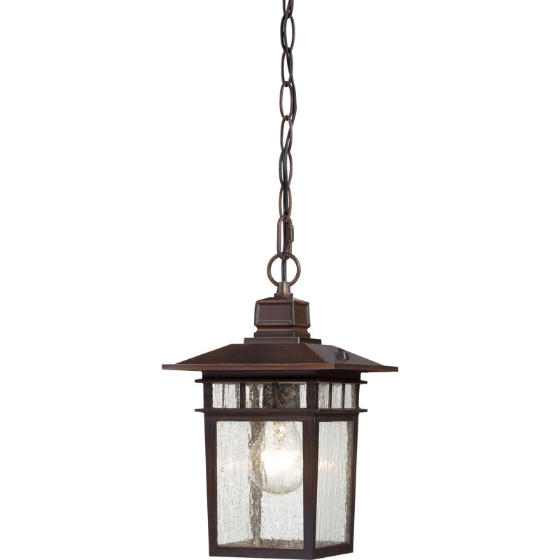 Rustic Bronze Glass Outdoor Hanging Lantern