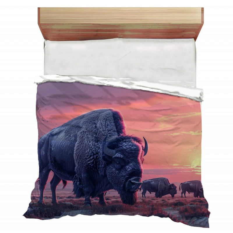 Sunset Bison Animal Comforter, Twin Comforter