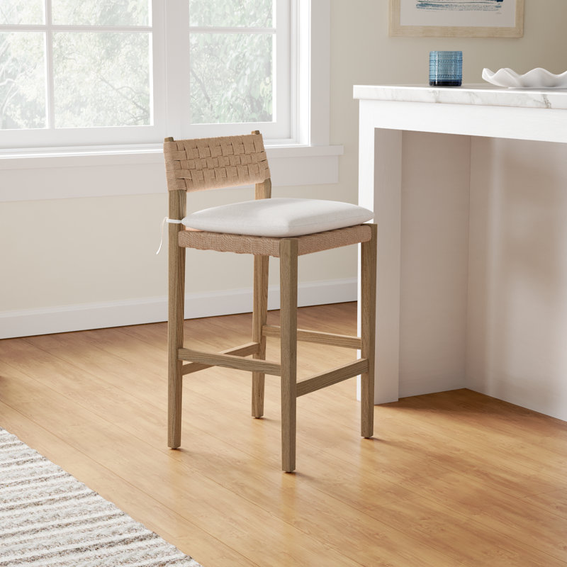 Mallory Counter Stool - Modern Oak & Woven Design