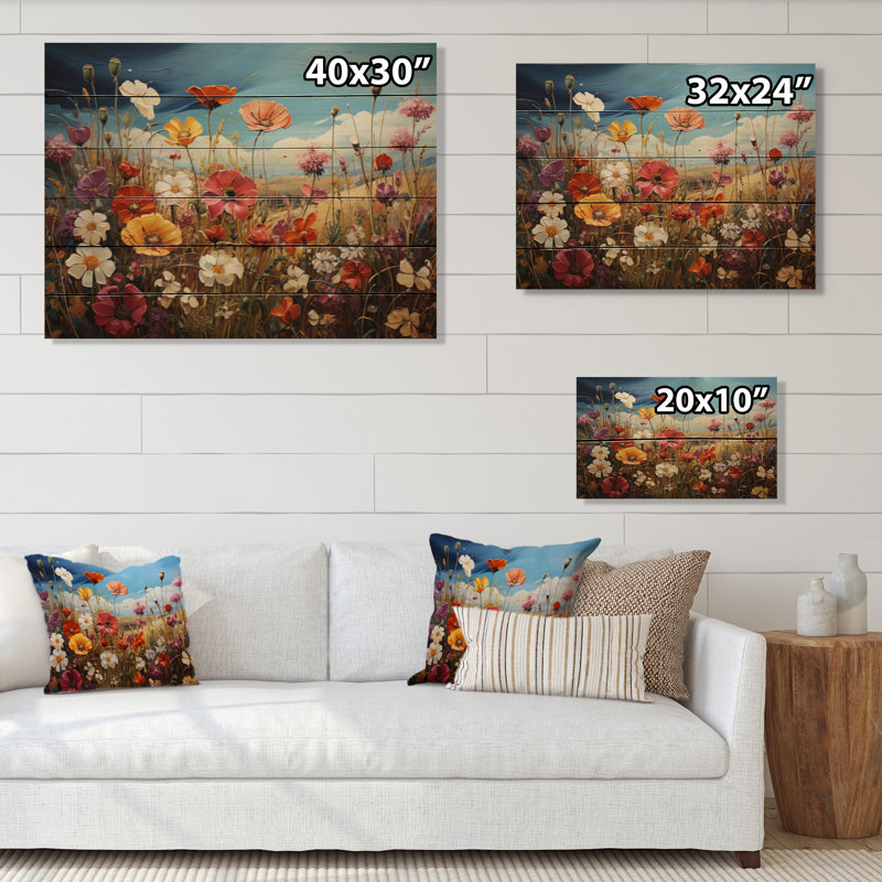«Wildflowers Symphony Field I» sur impression sur bois, H 24 po x l 32 po x P 0,78 po