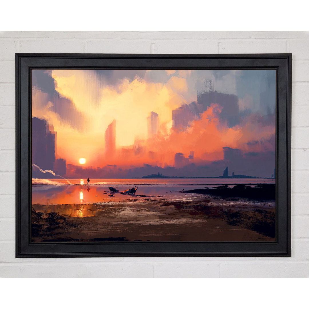 Gerahmtes Leinwandbild Sunset Ocean City