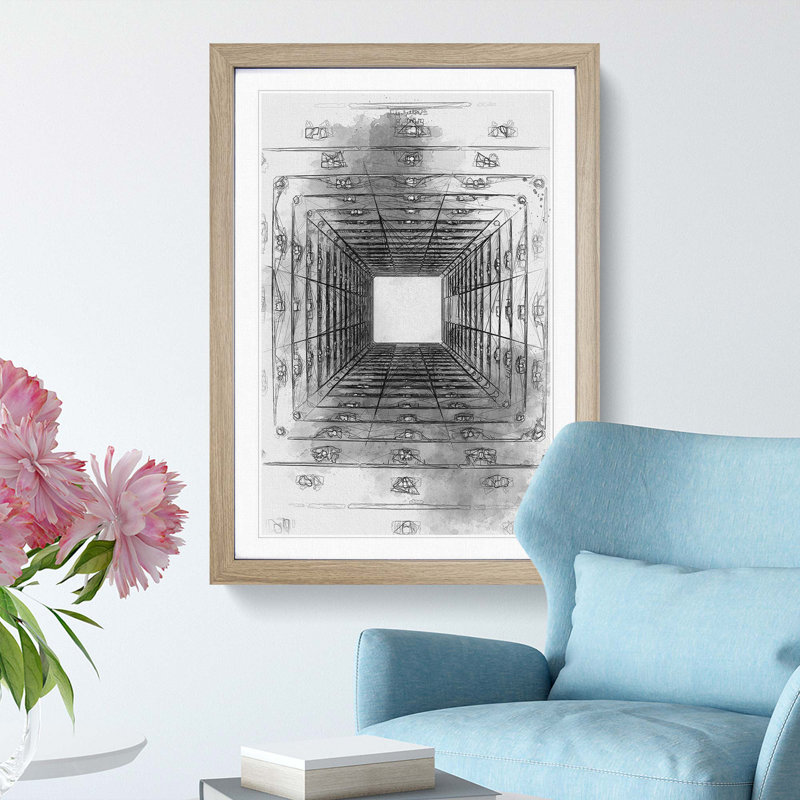 Sketching the Architecture Vol.34 - Picture Frame Drawing Print, Oak Framed, 65cm H x 48cm W x 2cm D