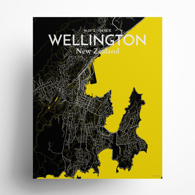 Wellington, carte de la ville, impression