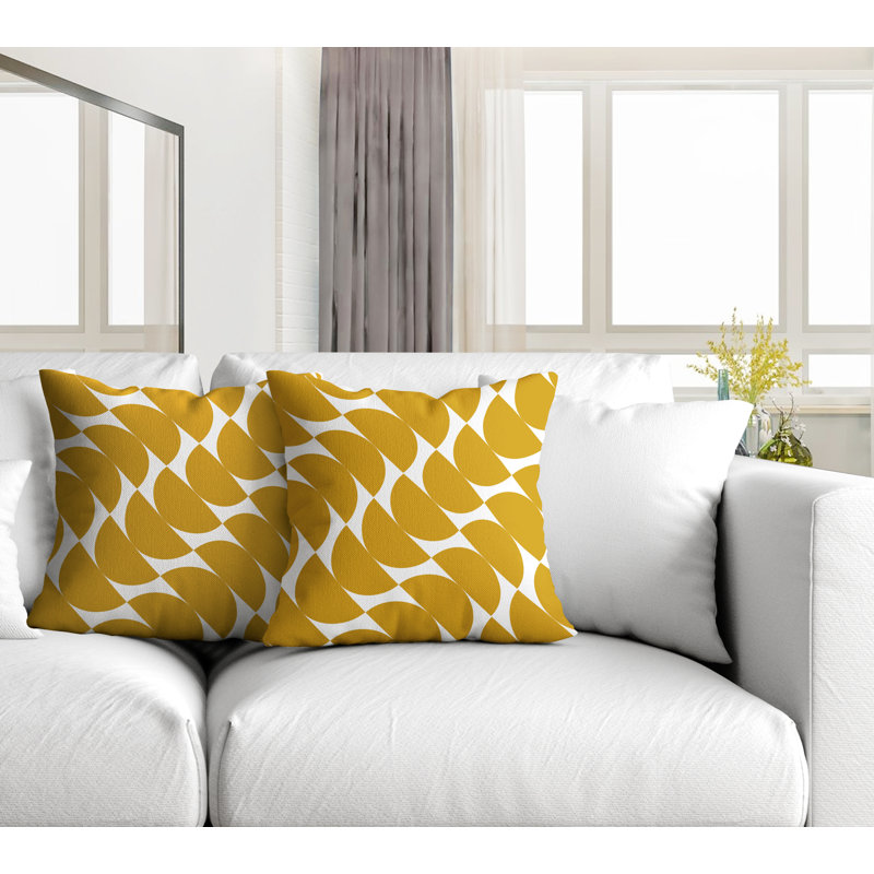 Oreiller carré intérieur / extérieur Mandi, L 19 po x H 19 po, Jaune