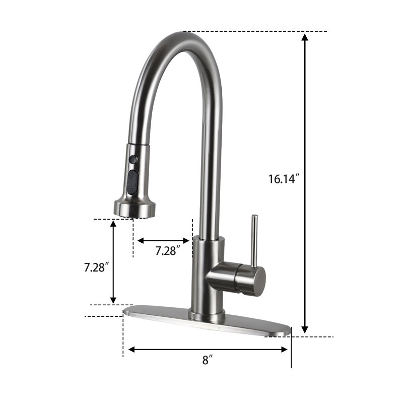 Robinet d'évier de cuisine à poignée simple, Argent