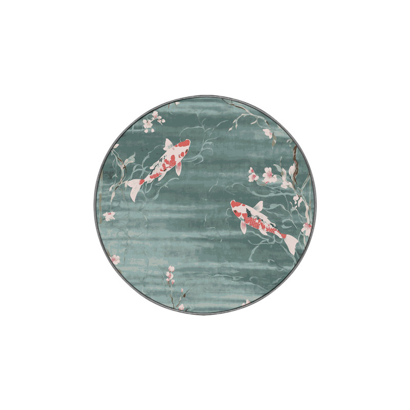 Machine Washable Gray Area Rug, Round 7'