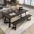 Black Rectangular Solid Wood Dining Table-2013652832