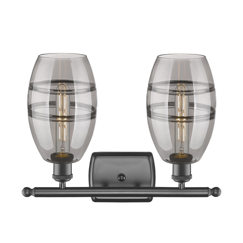 Éclairage pour meuble-lavabo à 2 lumières 16 po Ballston Bettylou, Gris fumée clair, Bronze huilé