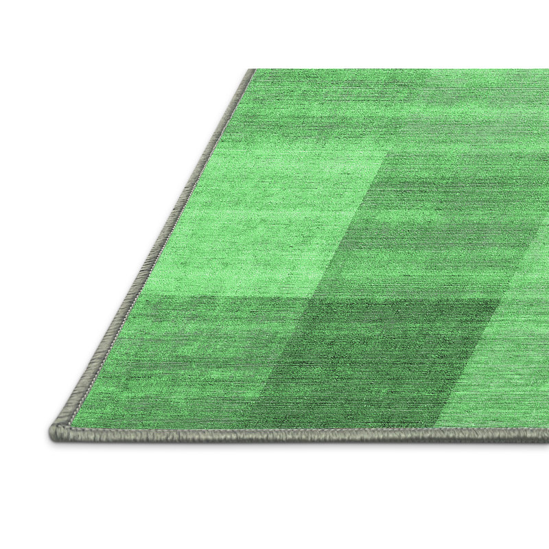 Tapis contemporains vert émeraude lavable à la machine 1807, Rectangle 8 pi x 12 pi