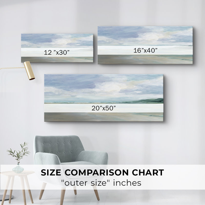 Plage de sable humide - Toile tendue avec châssis - Prêt à être accroché, H 20 po x l 50 po